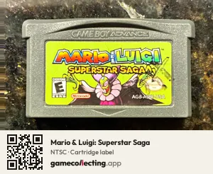 Mario & Luigi: Superstar Saga Game Boy Advance, NTSC cartridge label