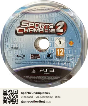 Sports Champions 2 PlayStation 3, PAL disc
