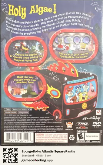 SpongeBob's Atlantis SquarePantis PlayStation 2, NTSC box back