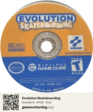Evolution Skateboarding Nintendo GameCube, NTSC disc