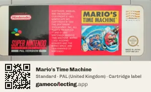 Mario's Time Machine Super Nintendo Entertainment System, PAL cartridge label