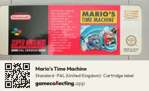 Mario's Time Machine Super Nintendo Entertainment System, PAL cartridge label