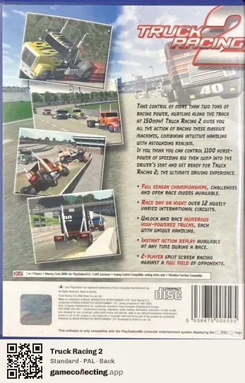 Truck Racing 2 PlayStation 2, PAL box back