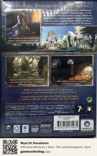 Myst IV: Revelation Computer, United Kingdom box back