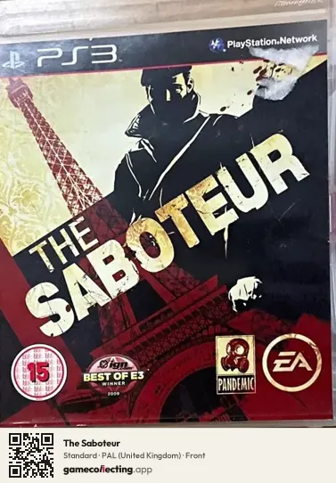 The Saboteur PlayStation 3, United Kingdom box front
