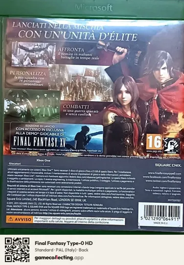 Final Fantasy Type-0 HD Xbox One, Italy box back