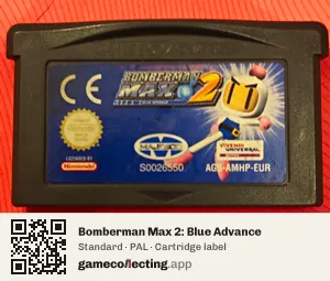 Bomberman Max 2: Blue Advance Game Boy Advance, PAL cartridge label