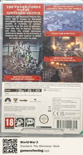 World War Z Nintendo Switch, Germany box back