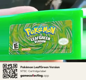 Pokémon LeafGreen Version Game Boy Advance, NTSC cartridge label