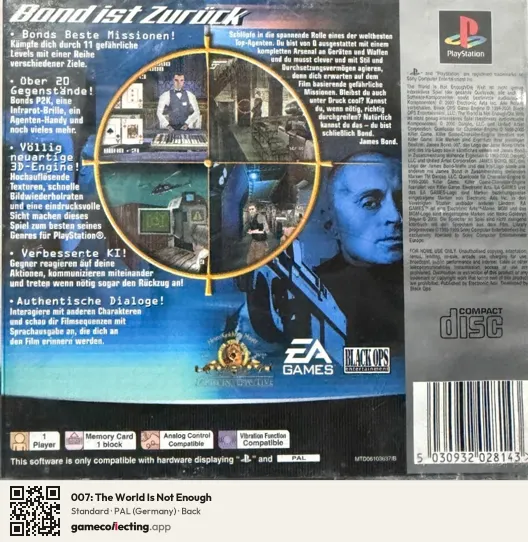 007: The World Is Not Enough PlayStation, Germany box back