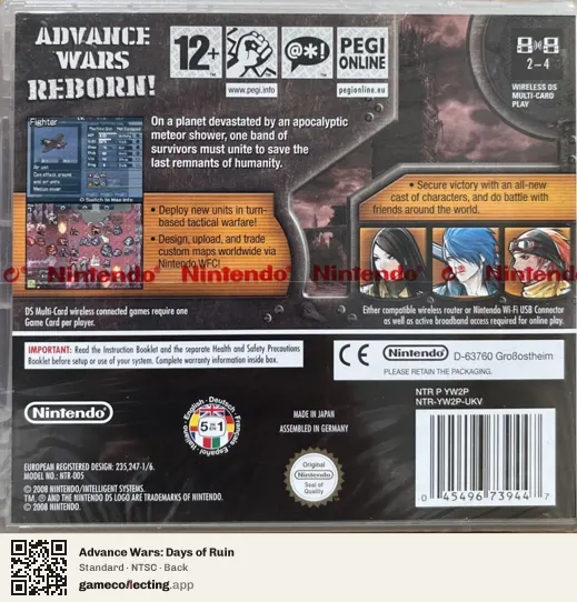 Advance Wars: Days of Ruin Nintendo DS, NTSC box back