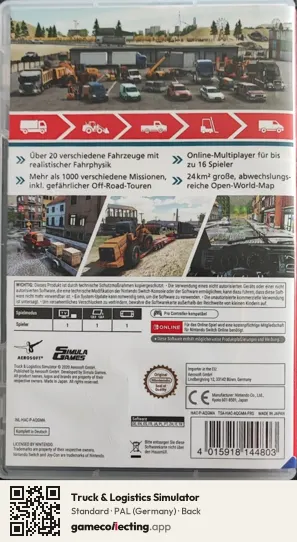 Truck & Logistics Simulator Nintendo Switch, Germany box back