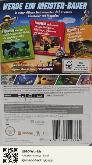LEGO Worlds Nintendo Switch, Germany box back