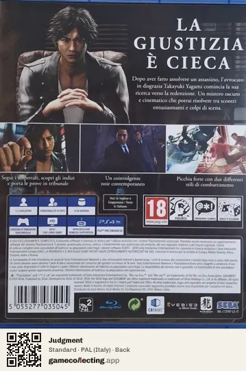 Judgment PlayStation 4, Italy box back