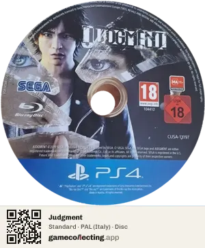 Judgment PlayStation 4, PAL disc