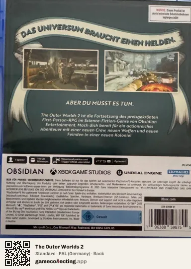 The Outer Worlds 2 PlayStation 5, Germany box back