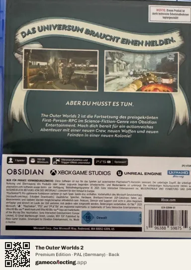 The Outer Worlds 2 PlayStation 5, Germany box back