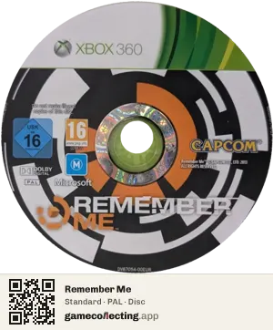 Remember Me Xbox 360, PAL disc