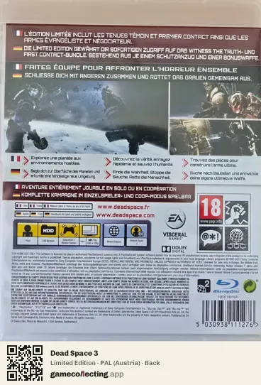 Dead Space 3 PlayStation 3, Austria box back