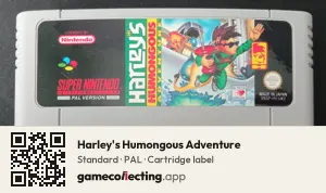Harley's Humongous Adventure Super Nintendo Entertainment System, PAL cartridge label