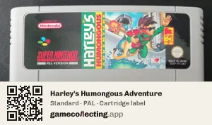 Harley's Humongous Adventure Super Nintendo Entertainment System, PAL cartridge label