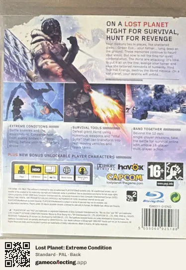 Lost Planet: Extreme Condition PlayStation 3, PAL box back