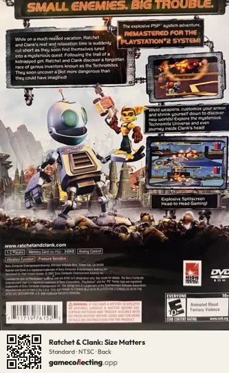 Ratchet & Clank: Size Matters PlayStation 2, NTSC box back