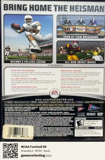 NCAA Football 06 PlayStation 2, NTSC box back