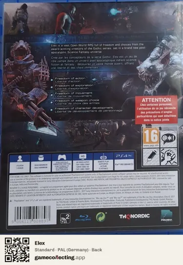 Elex PlayStation 4, Germany box back