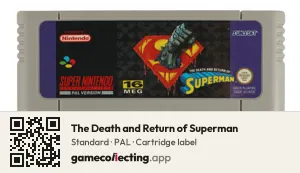 The Death and Return of Superman Super Nintendo Entertainment System, PAL cartridge label