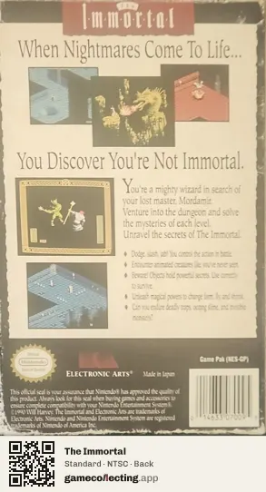 The Immortal Nintendo Entertainment System, NTSC box back