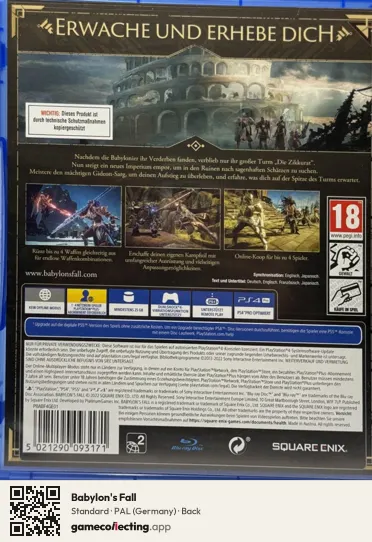 Babylon's Fall PlayStation 4, Germany box back