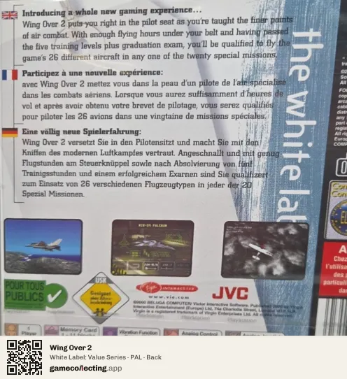 Wing Over 2 PlayStation, PAL box back