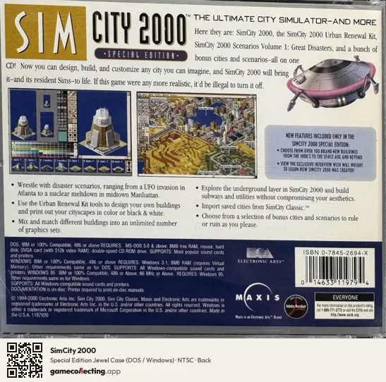 SimCity 2000 Computer, NTSC box back