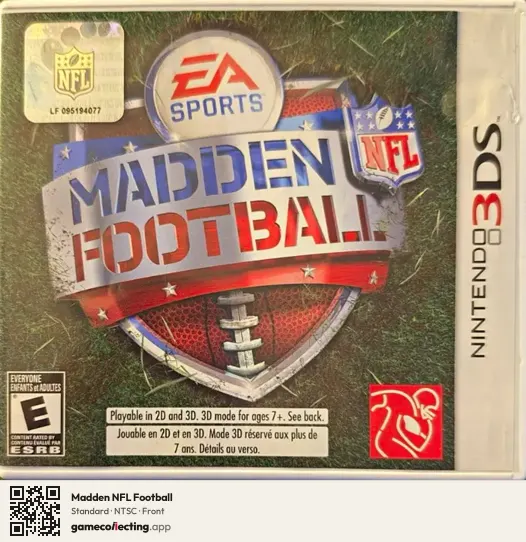 Madden NFL Football Nintendo 3DS, NTSC box front