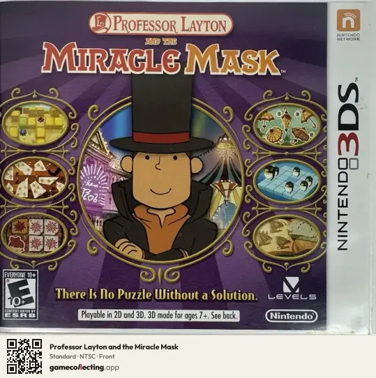 Professor Layton and the Miracle Mask Nintendo 3DS, NTSC box front