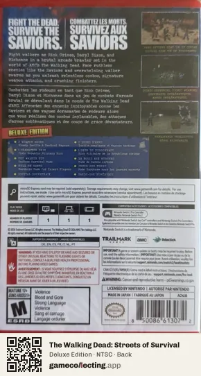 The Walking Dead: Streets of Survival Nintendo Switch 2, NTSC box back