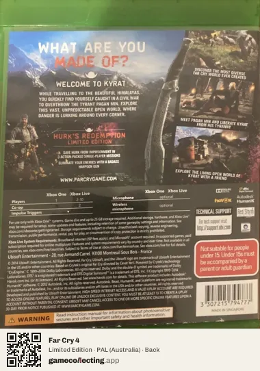 Far Cry 4 Xbox One, Australia box back