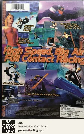 SSX PlayStation 2, NTSC box back