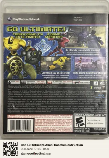 Ben 10: Ultimate Alien: Cosmic Destruction PlayStation 3, NTSC box back