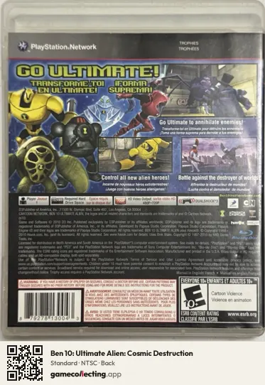 Ben 10: Ultimate Alien: Cosmic Destruction PlayStation 3, NTSC box back