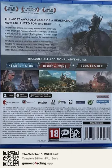 The Witcher 3: Wild Hunt PlayStation 5, PAL box back