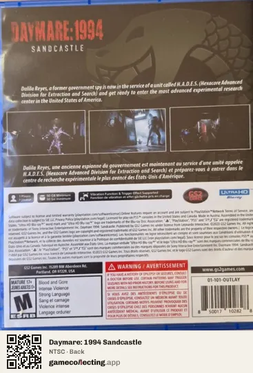Daymare: 1994 Sandcastle PlayStation 5, NTSC box back