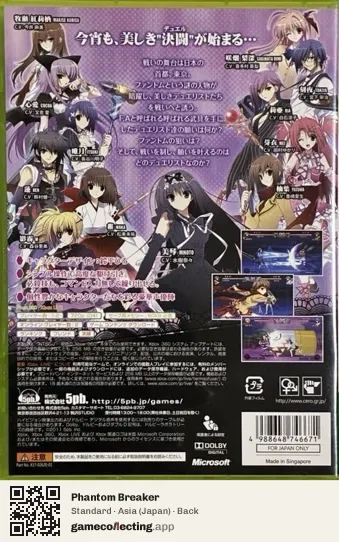 Phantom Breaker Xbox 360, Asia box back