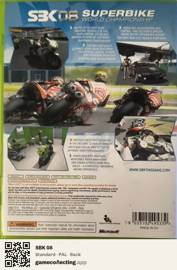 SBK 08 Xbox 360, PAL box back