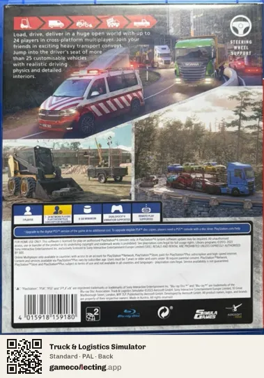Truck & Logistics Simulator PlayStation 4, PAL box back