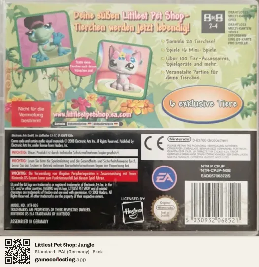 Littlest Pet Shop: Jungle Nintendo DS, Germany box back