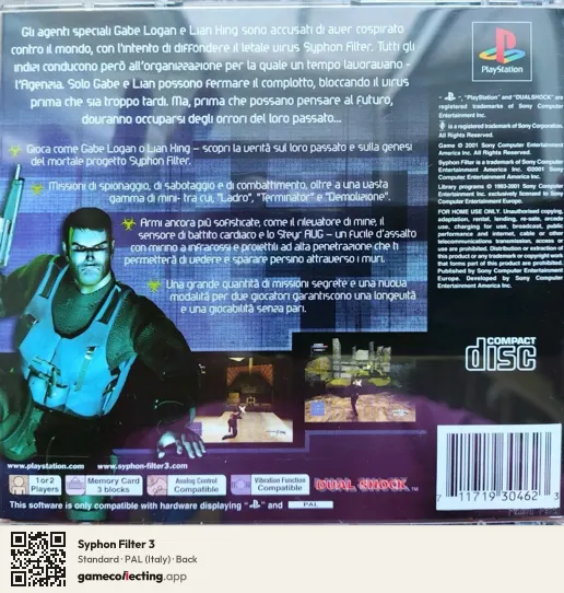 Syphon Filter 3 PlayStation, Italy box back