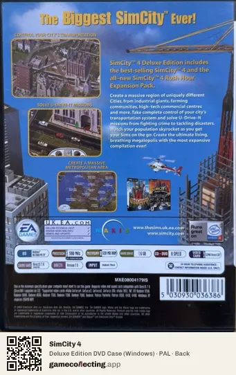 SimCity 4 Computer, PAL box back
