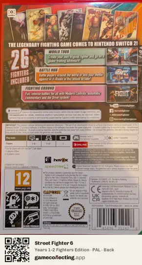 Street Fighter 6 Nintendo Switch 2, PAL box back